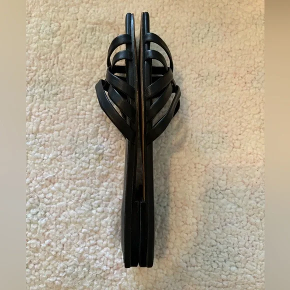 Marc Fisher LTD Varro Black Leather Slides Sandals Flats Size 10 Classic… - Picture 7 of 9